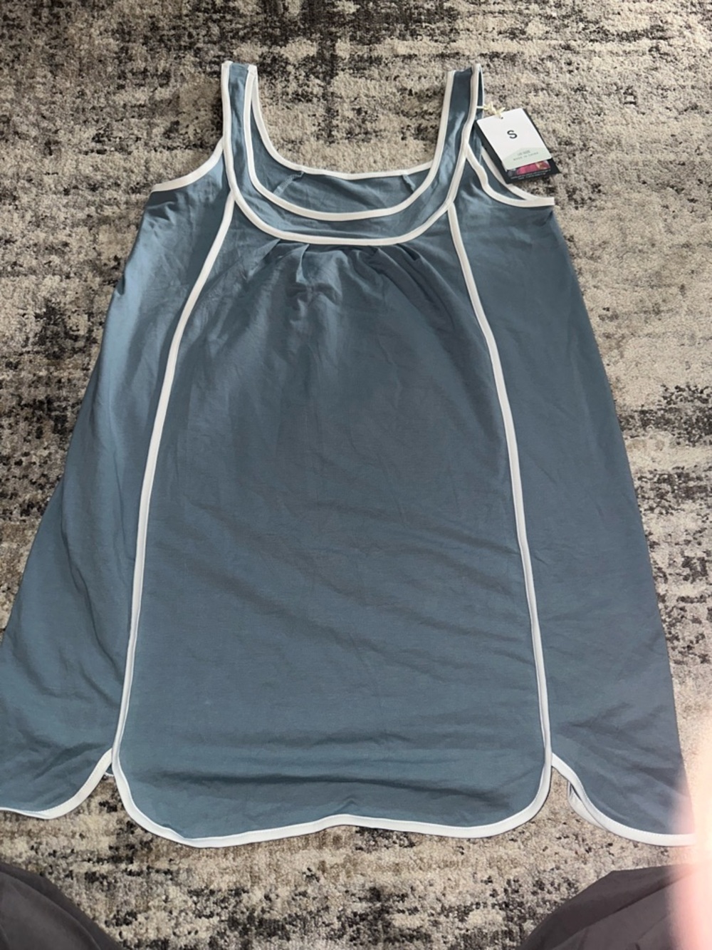 Blue Midi Dress with White Piping - Women